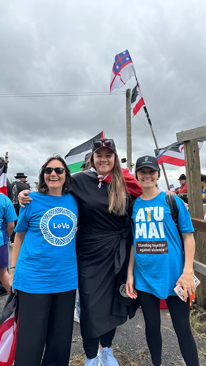 Denise Kingi-'Ulu'ave, Dr Elizabeth Mati and Brooke Hayward smiling at the camera